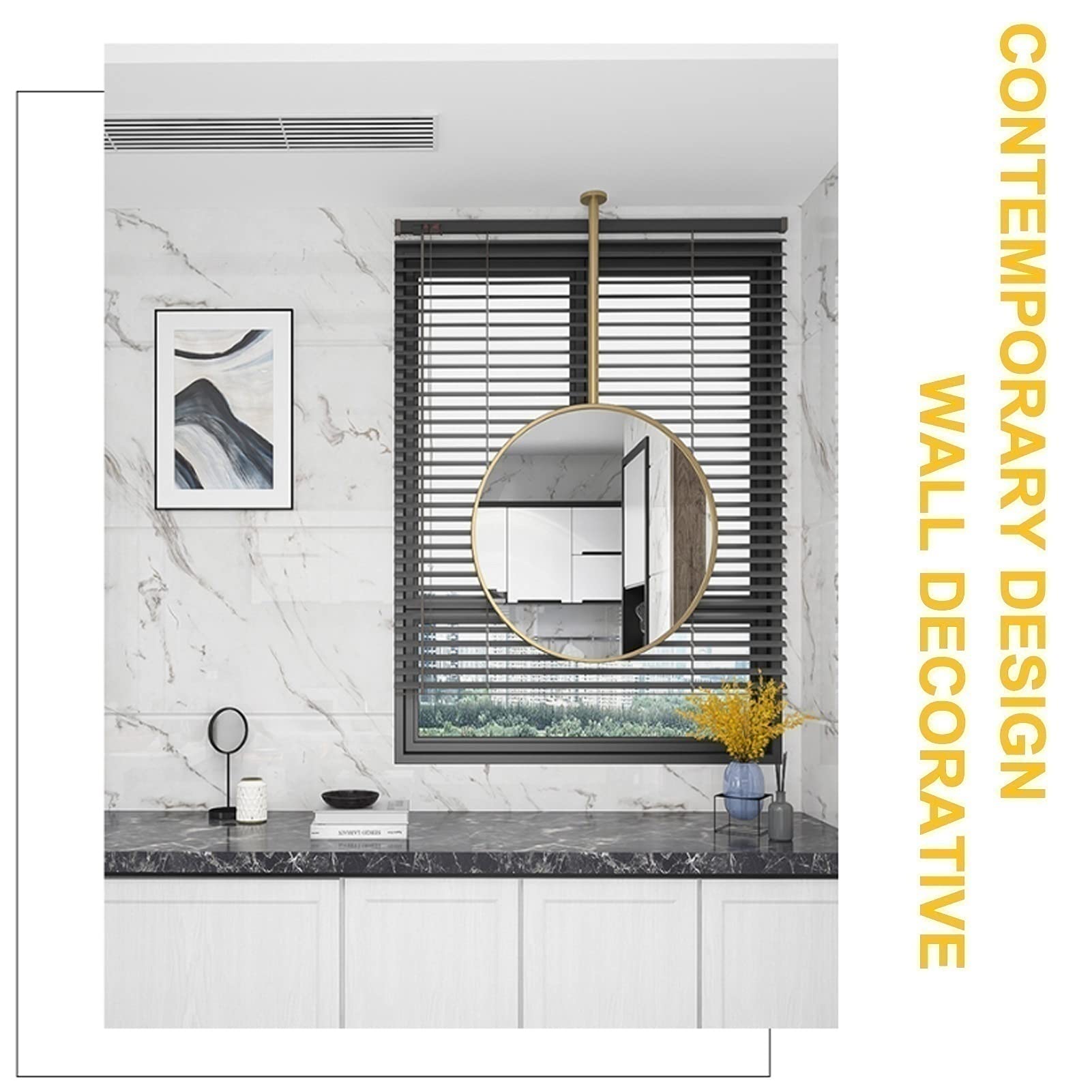 Amazon.co.jp: 壁の装飾用の吊り下げミラー、金属フレームと壁用